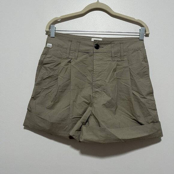 Citizens of Humanity Eugenie Pleated Poplin‎ Cuff Hem Short in Slate Khaki Sz 26 - Picture 6 of 12